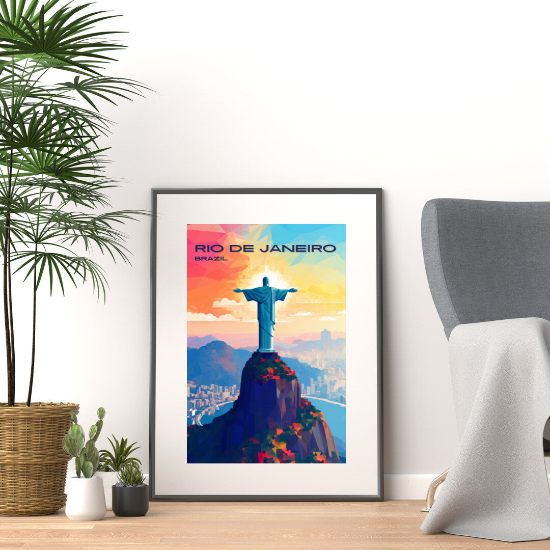 Rio Christ The Redeemer Wall Art Poster Print | Rio Rio de Janeiro Travel Poster | Home Decor