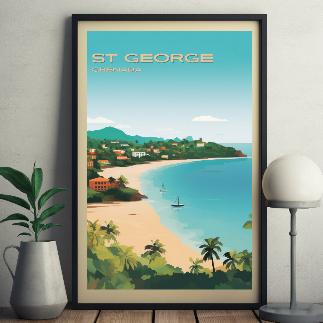 St George Grand Anse Beach Wall Art Poster Print | St George Saint George Travel Poster | Home Decor