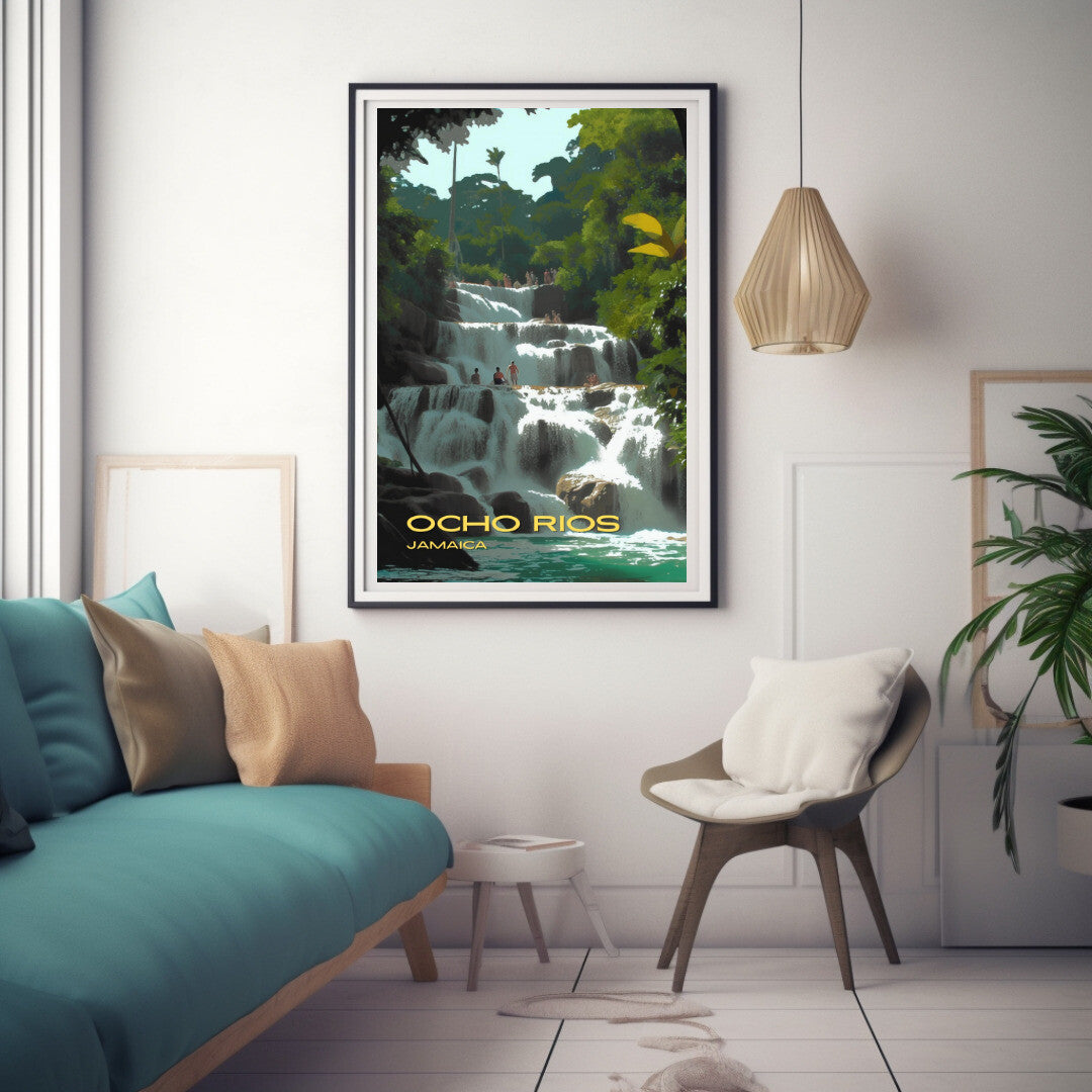 Ocho Rios Dunn's River Falls Wall Art Poster Print | Ocho Rios St Ann Travel Poster | Home Decor