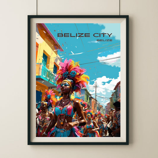 Belize City Carnival Wall Art Poster Print | Belize City Belize District Travel Poster | Home Decor