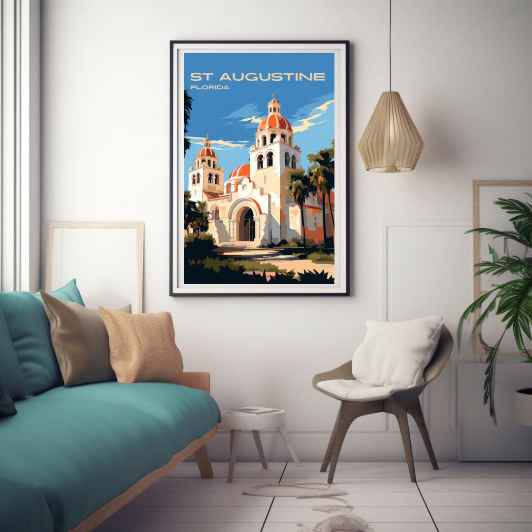 St Augustine Cathedral Basilica Wall Art Poster Print | St Augustine Florida Travel Poster | Home Decor