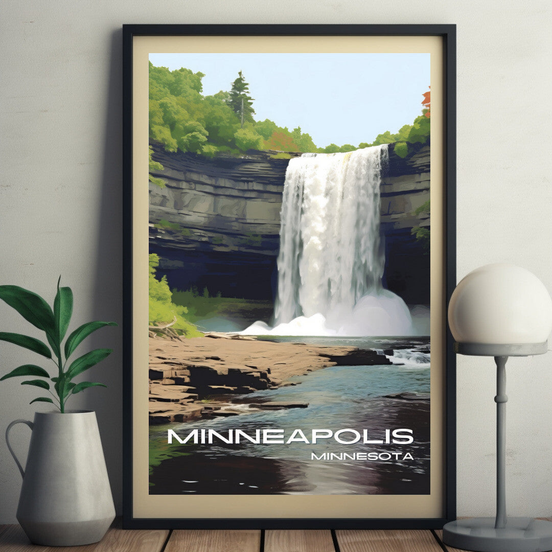 Minneapolis Minnehaha Falls Wall Art Poster Print | Minneapolis Minnesota Travel Poster | Home Decor