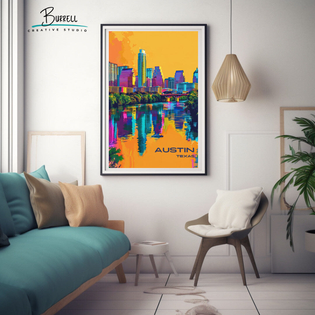 Austin Scenic View Wall Art Poster Print | Austin Texas Travel Poster | Home Decor