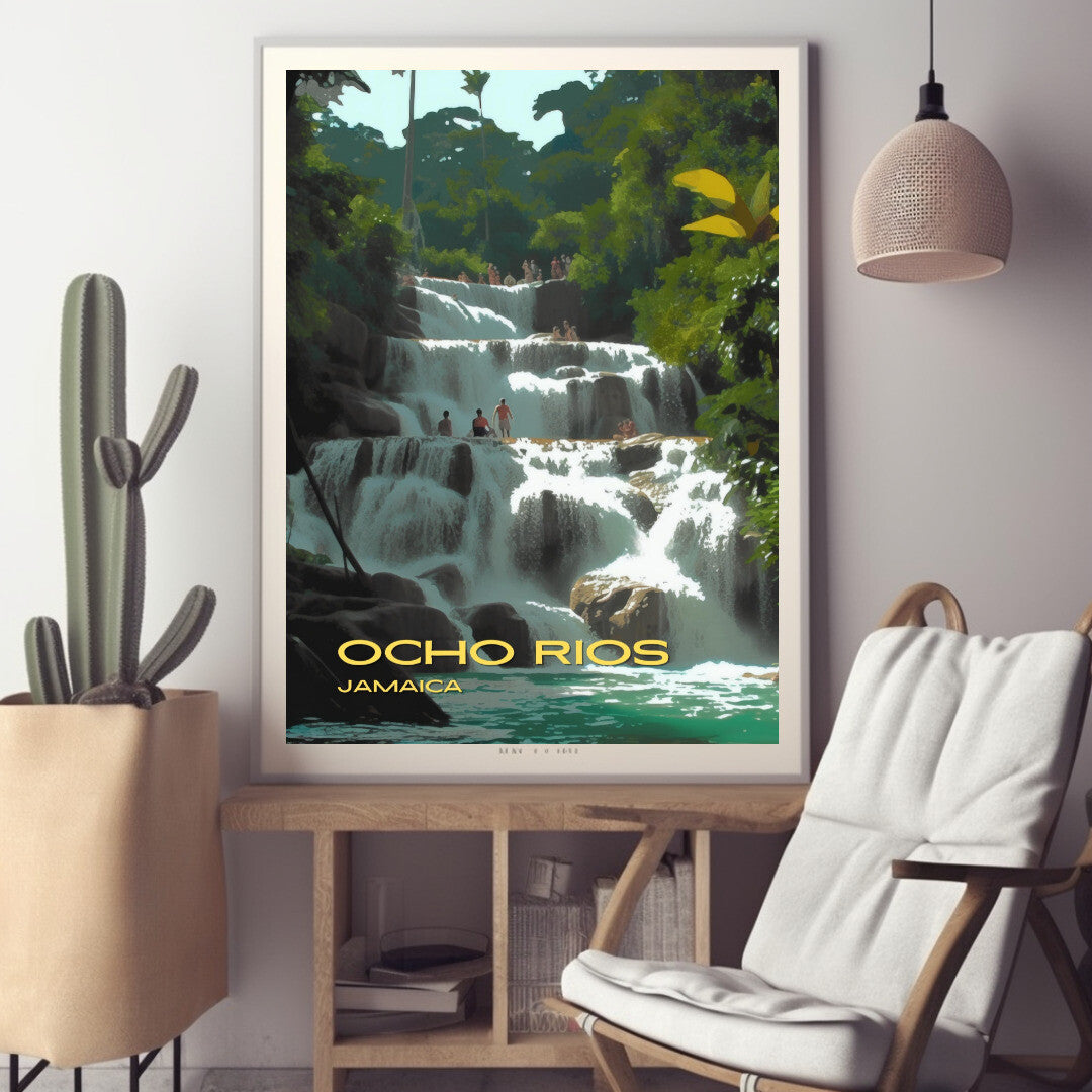 Ocho Rios Dunn's River Falls Wall Art Poster Print | Ocho Rios St Ann Travel Poster | Home Decor