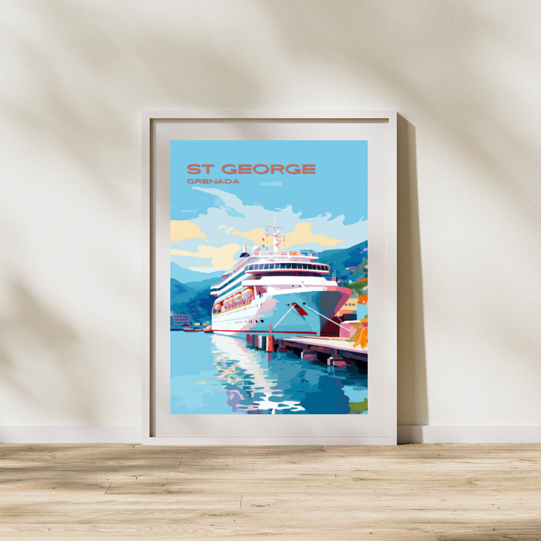 St George Cruise Ship Port Wall Art Poster Print | St George Saint George Travel Poster | Home Decor