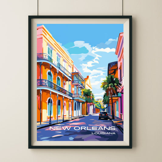 New Orleans French Quarters Wall Art Poster Print | New Orleans Louisiana Travel Poster | Home Decor