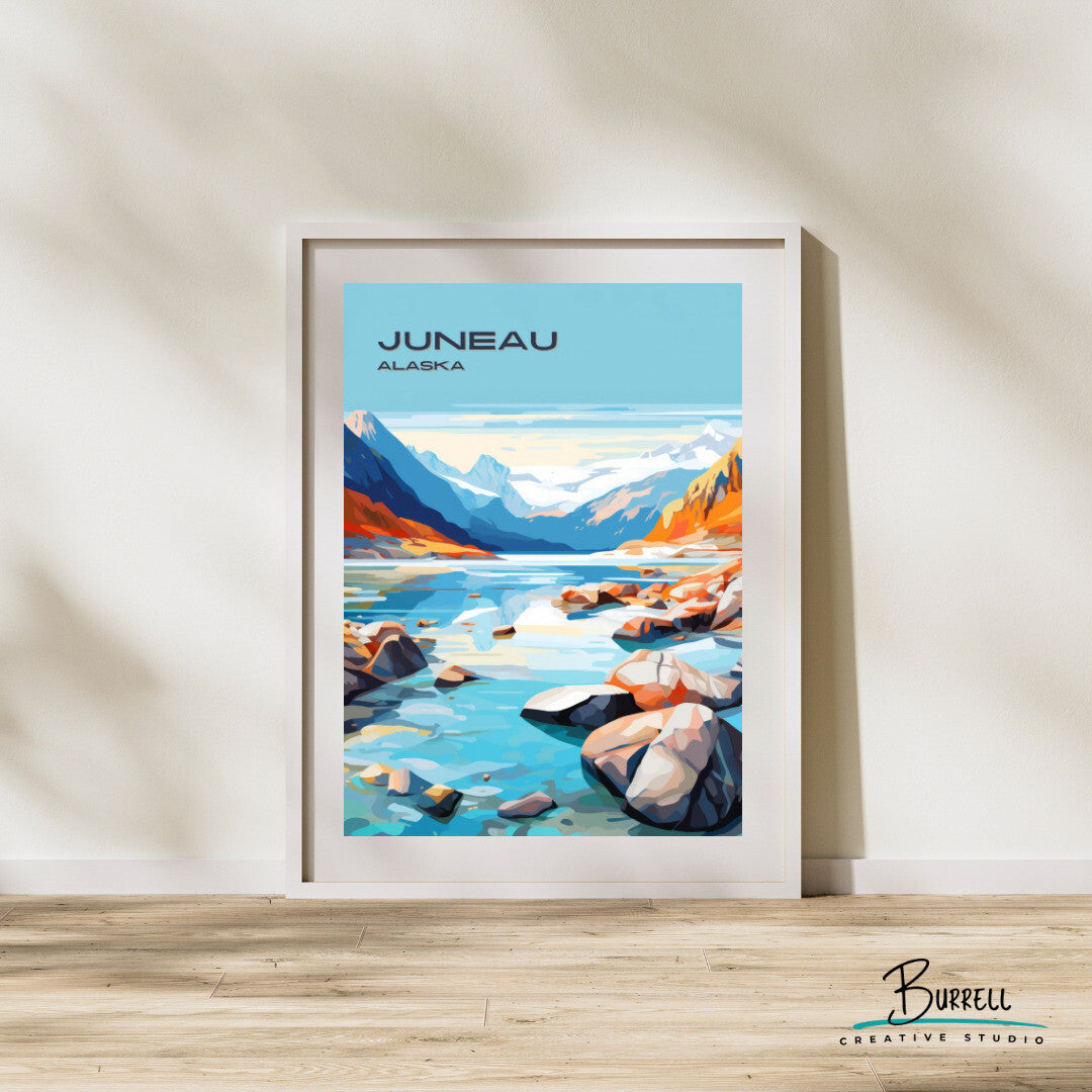Juneau Landscape Wall Art Poster Print | Juneau Alaska Travel Poster | Home Decor