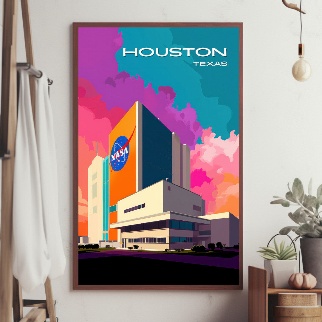 Houston Nasa - Johnson Space Center Wall Art Poster Print | Houston Texas Travel Poster | Home Decor
