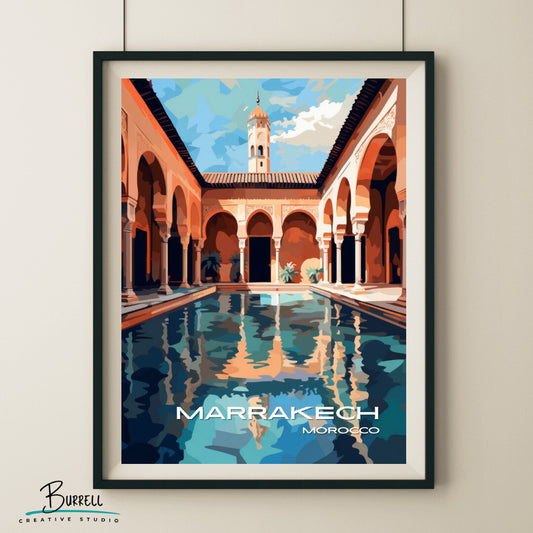 Marrakech Architecture Wall Art Poster Print | Marrakech Marrakech-Safi Travel Poster | Home Decor