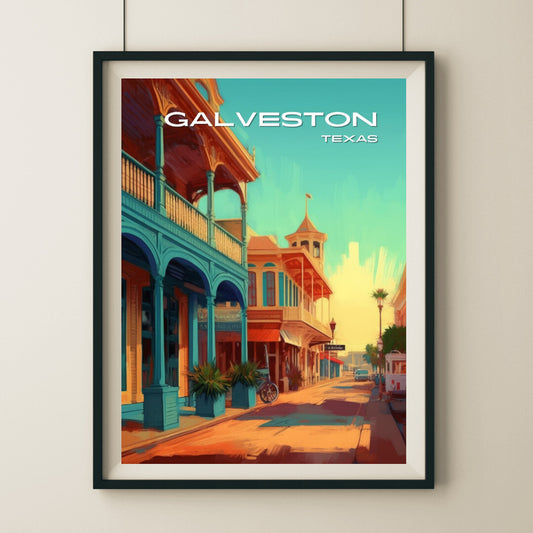 Galveston Architecture Wall Art Poster Print | Galveston Texas Travel Poster | Home Decor