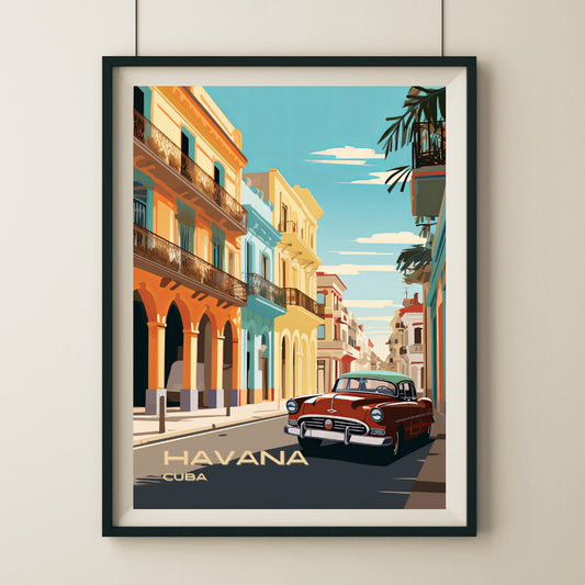 Havana Vintage Charm Wall Art Poster Print | Havana La Habana Travel Poster | Home Decor