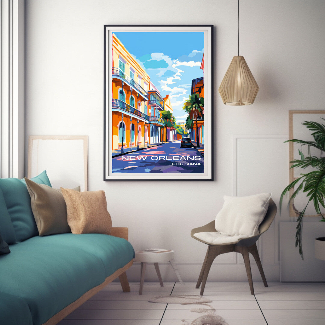 New Orleans French Quarters Wall Art Poster Print | New Orleans Louisiana Travel Poster | Home Decor