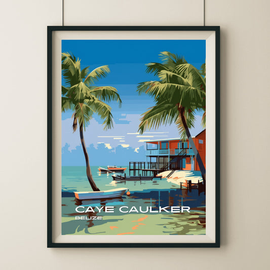 Caye Caulker Beach Wall Art Poster Print | Caye Caulker Belize Island Travel Poster | Home Decor