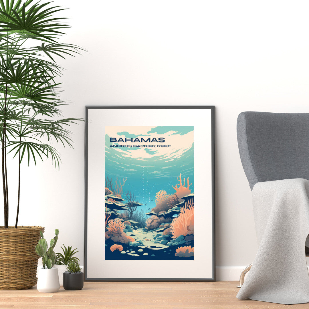 Andros Barrier Reef Wall Art Poster Print | Andros Andros Island Travel Poster | Home Decor
