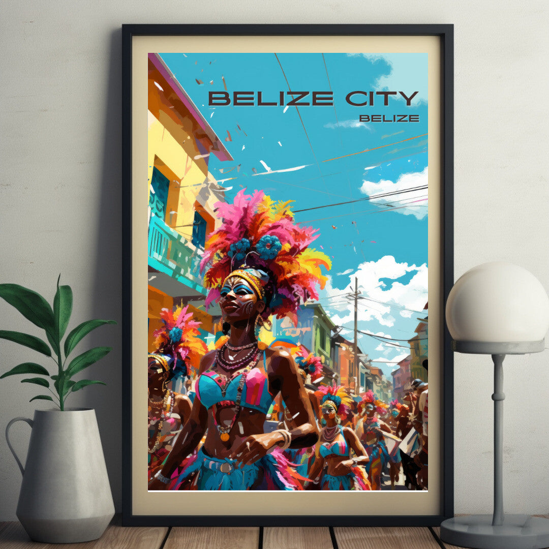 Belize City Carnival Wall Art Poster Print | Belize City Belize District Travel Poster | Home Decor