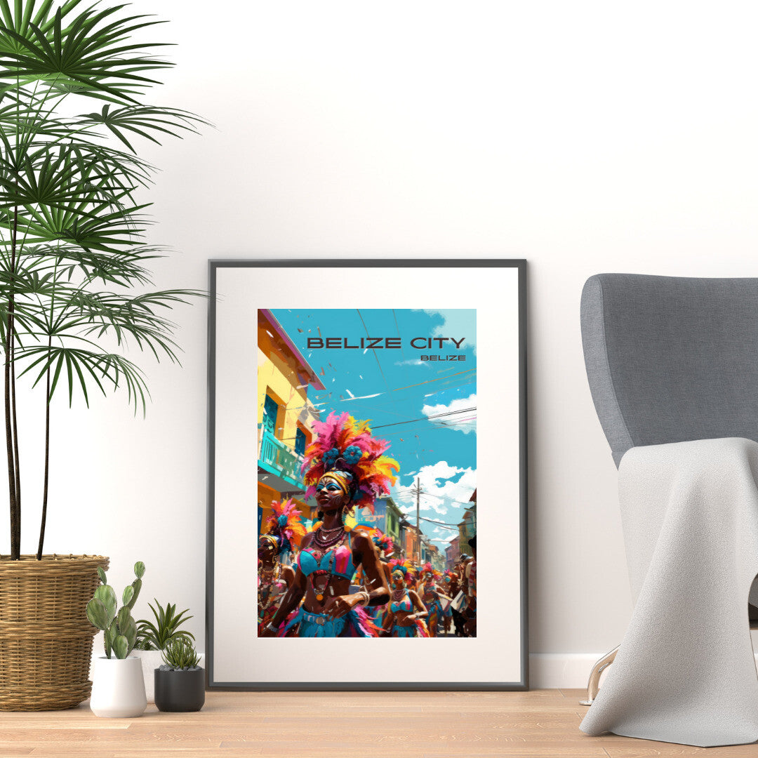 Belize City Carnival Wall Art Poster Print | Belize City Belize District Travel Poster | Home Decor