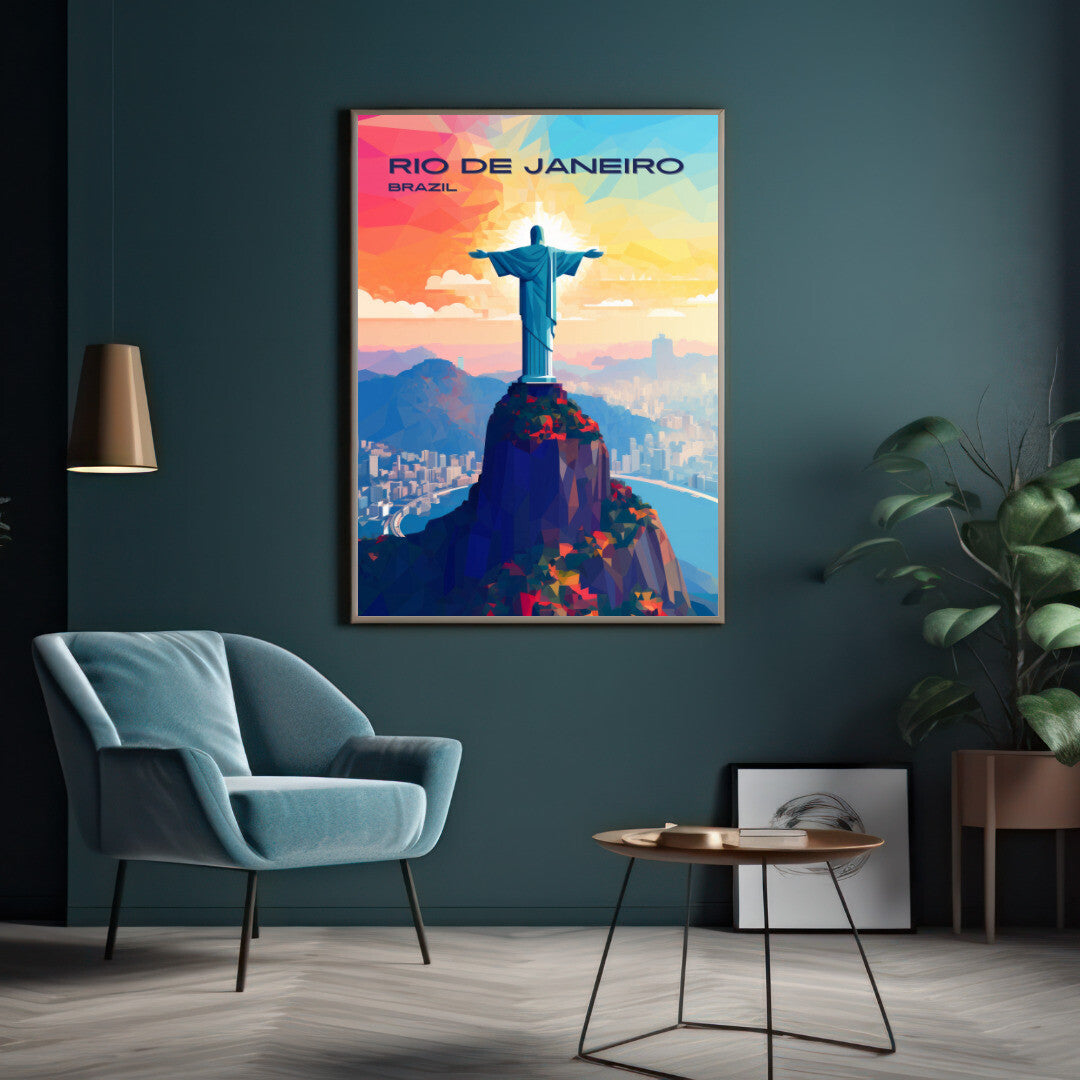 Rio Christ The Redeemer Wall Art Poster Print | Rio Rio de Janeiro Travel Poster | Home Decor