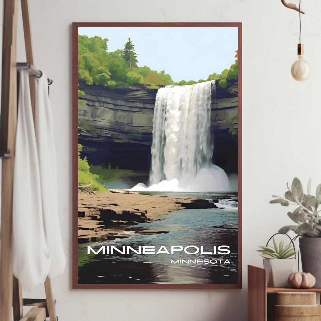 Minneapolis Minnehaha Falls Wall Art Poster Print | Minneapolis Minnesota Travel Poster | Home Decor