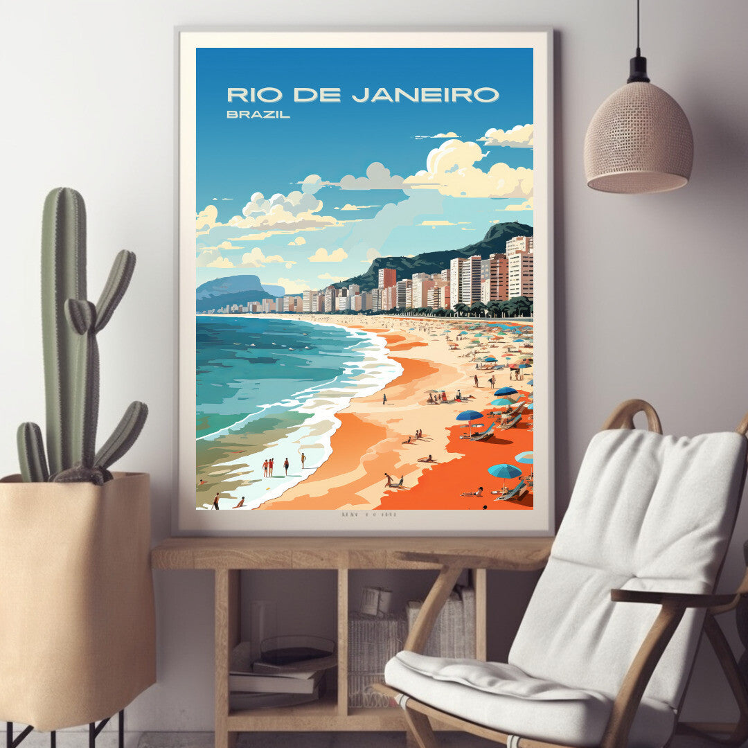 Rio Copacabana Beach Wall Art Poster Print | Rio Rio de Janeiro Travel Poster | Home Decor