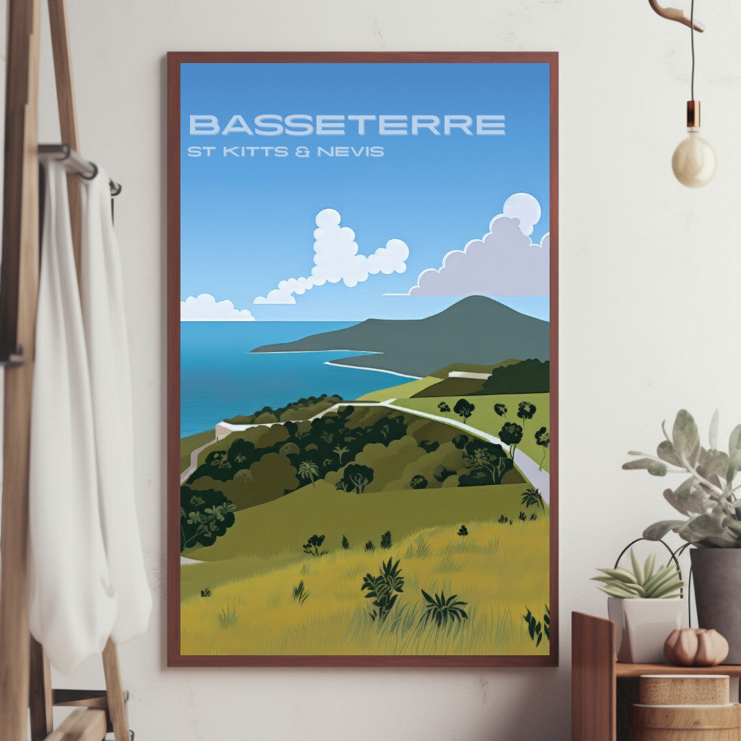 Basseterre Timothy Hill Overlook Wall Art Poster Print | Basseterre Saint George Travel Poster | Home Decor