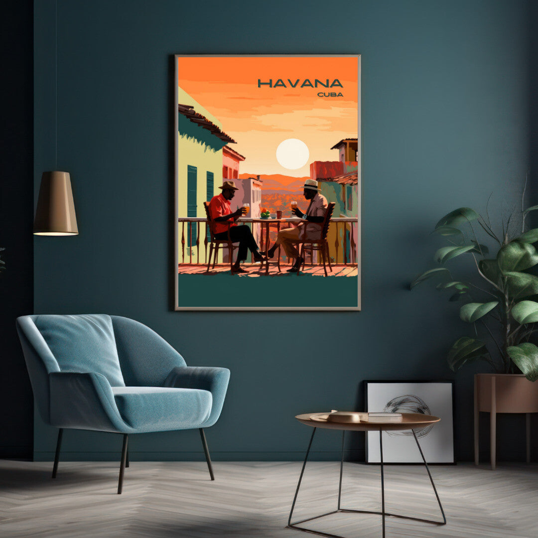 Havana Serene Sunset Wall Art Poster Print | Havana La Habana Travel Poster | Home Decor