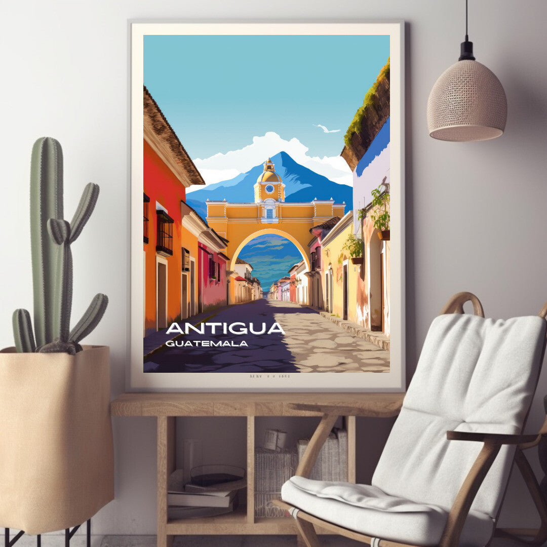 Antigua Santa Catalina Arch Wall Art Poster Print | Antigua Sacatepéquez Travel Poster | Home Decor