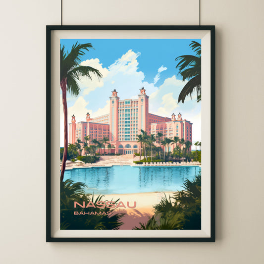 Nassau Atlantis Paradise Island Resort Wall Art Poster Print | Nassau New Providence Travel Poster | Home Decor