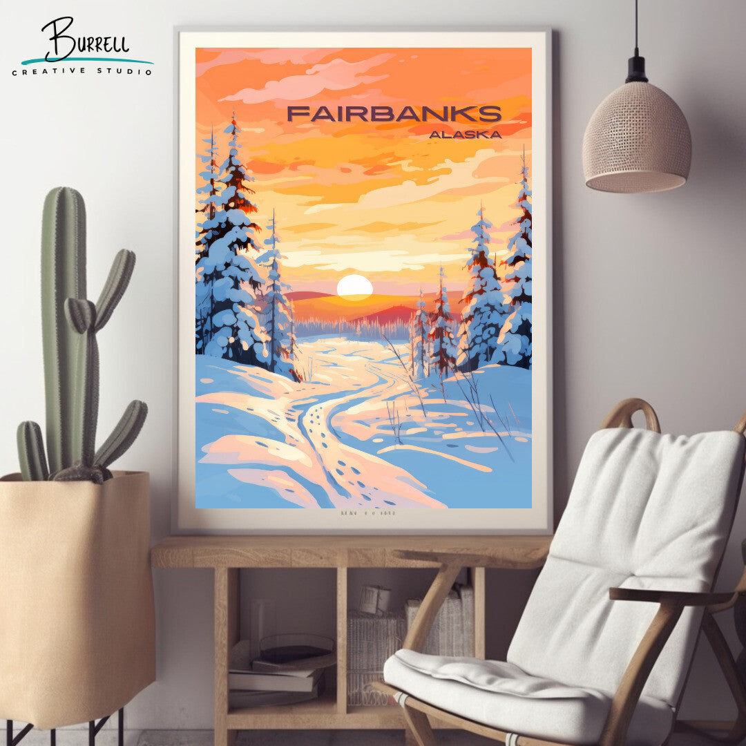 Fairbanks Sunrise Wall Art Poster Print | Fairbanks Alaska Travel Poster | Home Decor