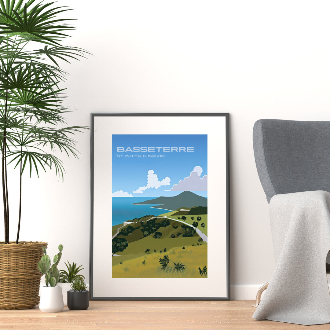 Basseterre Timothy Hill Overlook Wall Art Poster Print | Basseterre Saint George Travel Poster | Home Decor