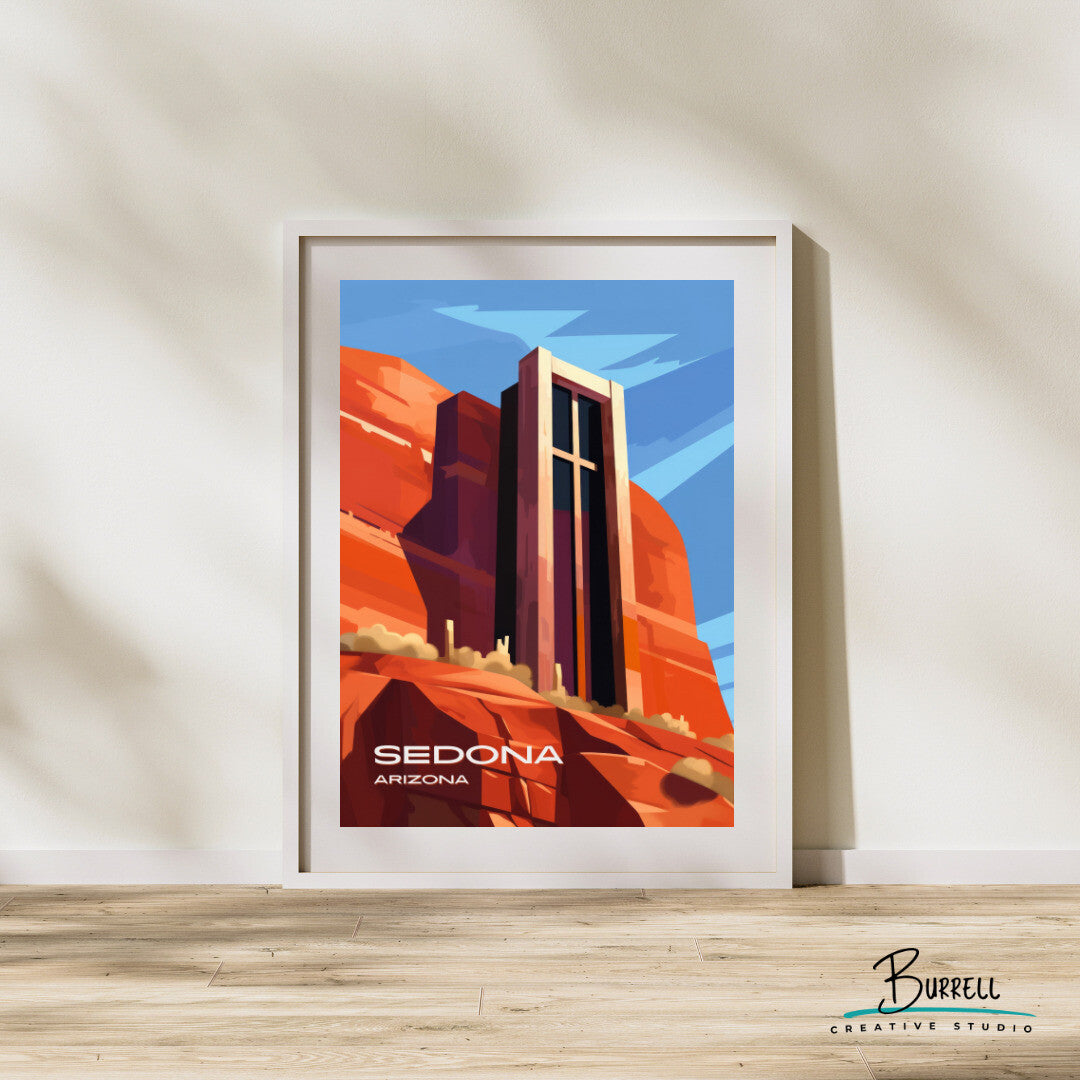 Sedona Chapel of the Holy Church Wall Art Poster Print | Sedona Arizona Travel Poster | Home Decor