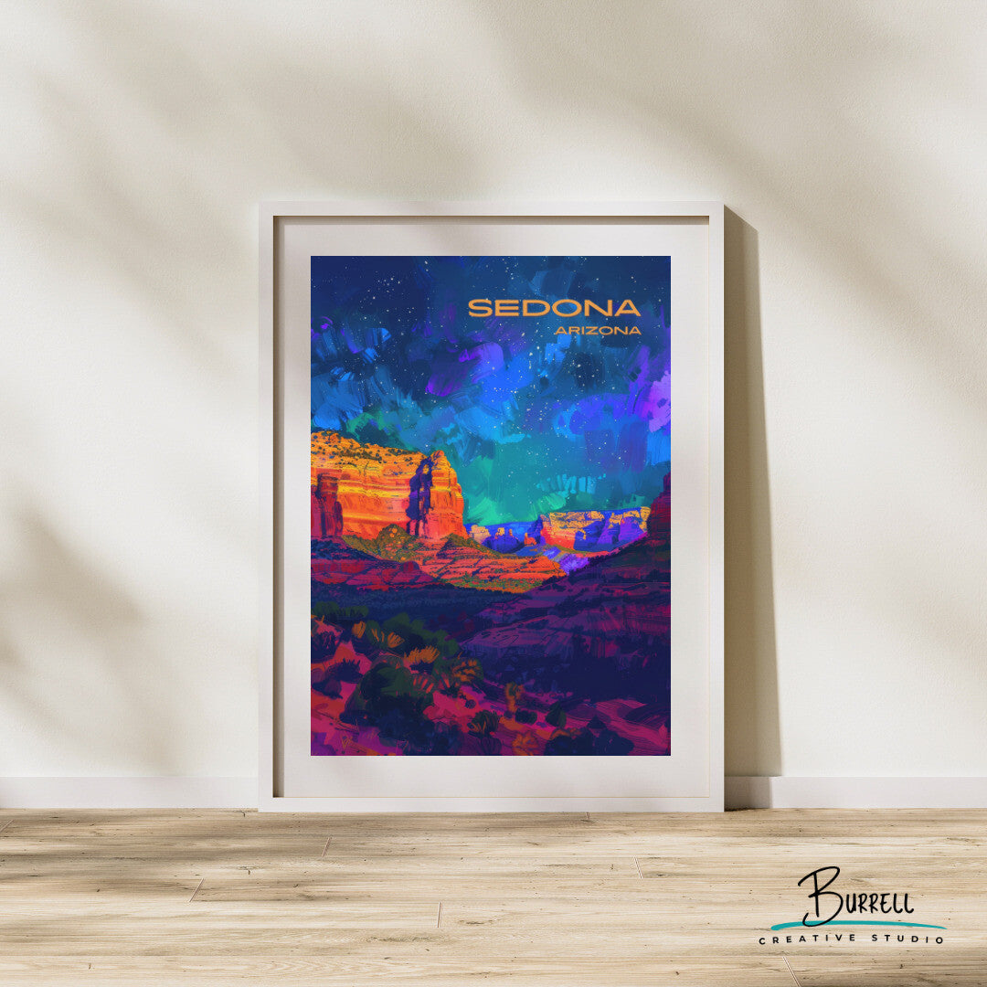 Sedona Night Sky Wall Art Poster Print | Sedona Arizona Travel Poster | Home Decor