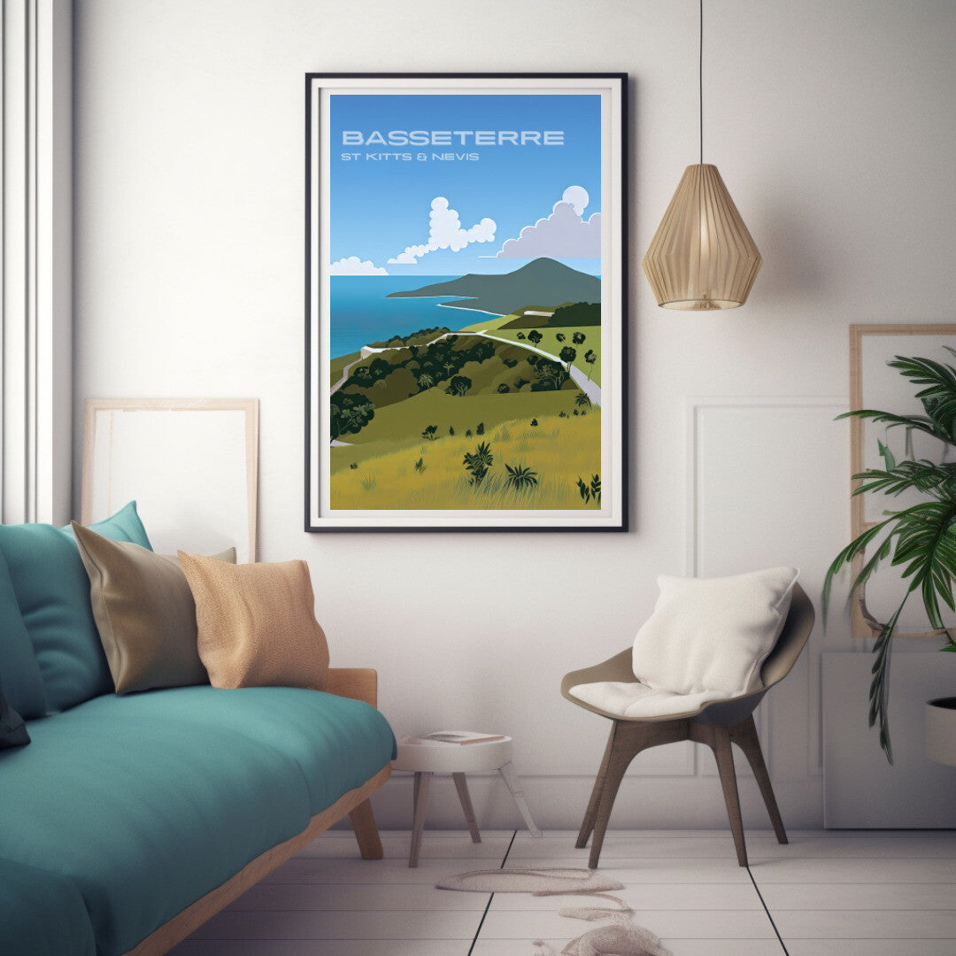 Basseterre Timothy Hill Overlook Wall Art Poster Print | Basseterre Saint George Travel Poster | Home Decor