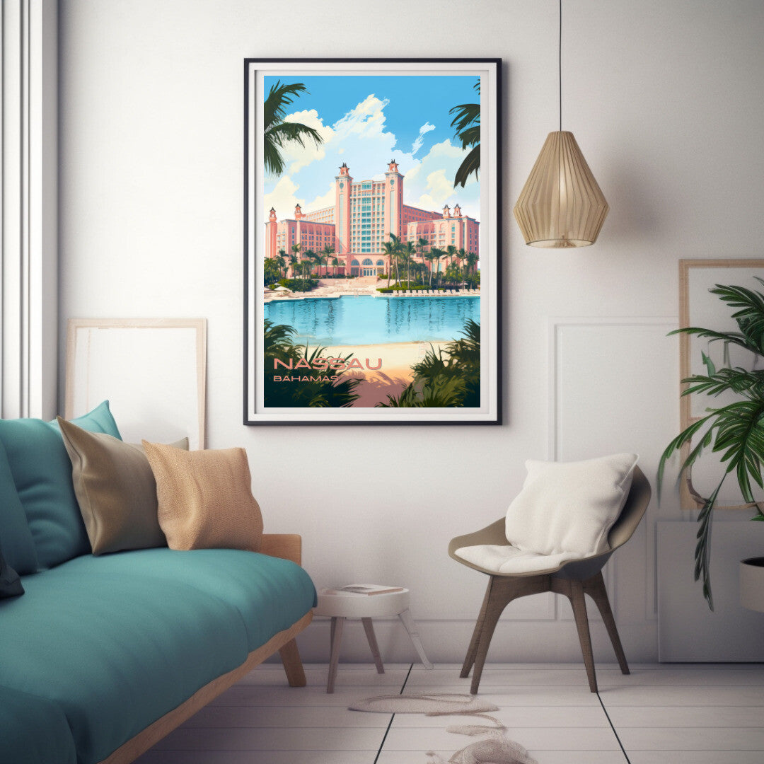 Nassau Atlantis Paradise Island Resort Wall Art Poster Print | Nassau New Providence Travel Poster | Home Decor