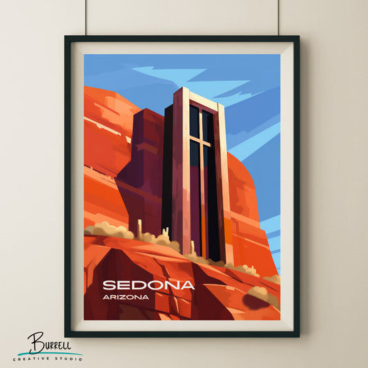 Sedona Chapel of the Holy Church Wall Art Poster Print | Sedona Arizona Travel Poster | Home Decor