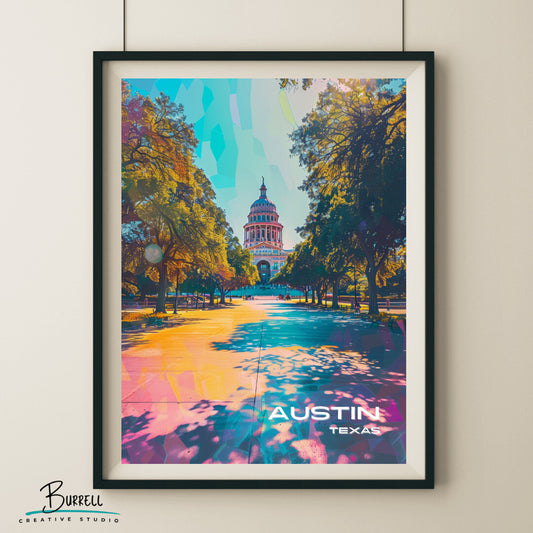 Austin Capital Building Wall Art Poster Print | Austin Texas Travel Poster | Home Decor
