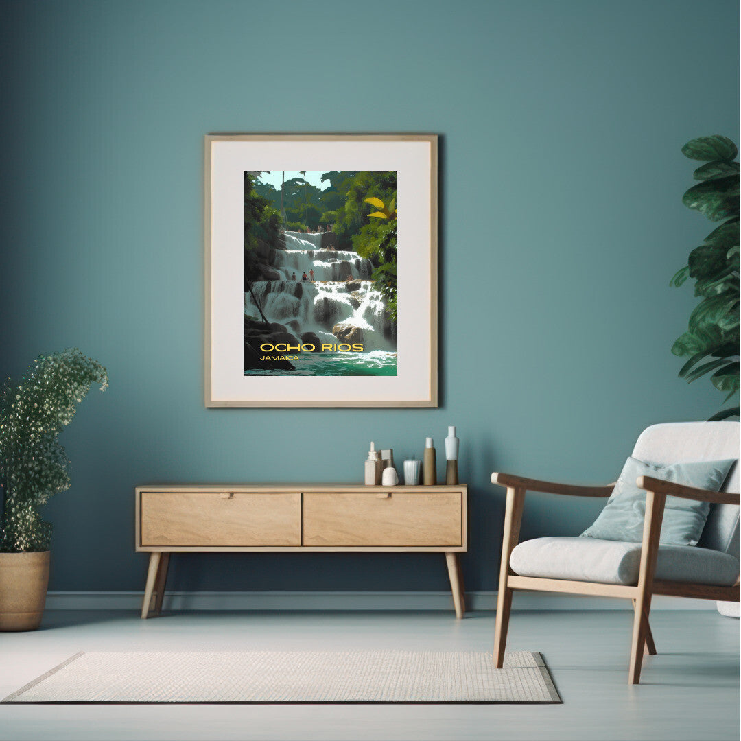 Ocho Rios Dunn's River Falls Wall Art Poster Print | Ocho Rios St Ann Travel Poster | Home Decor