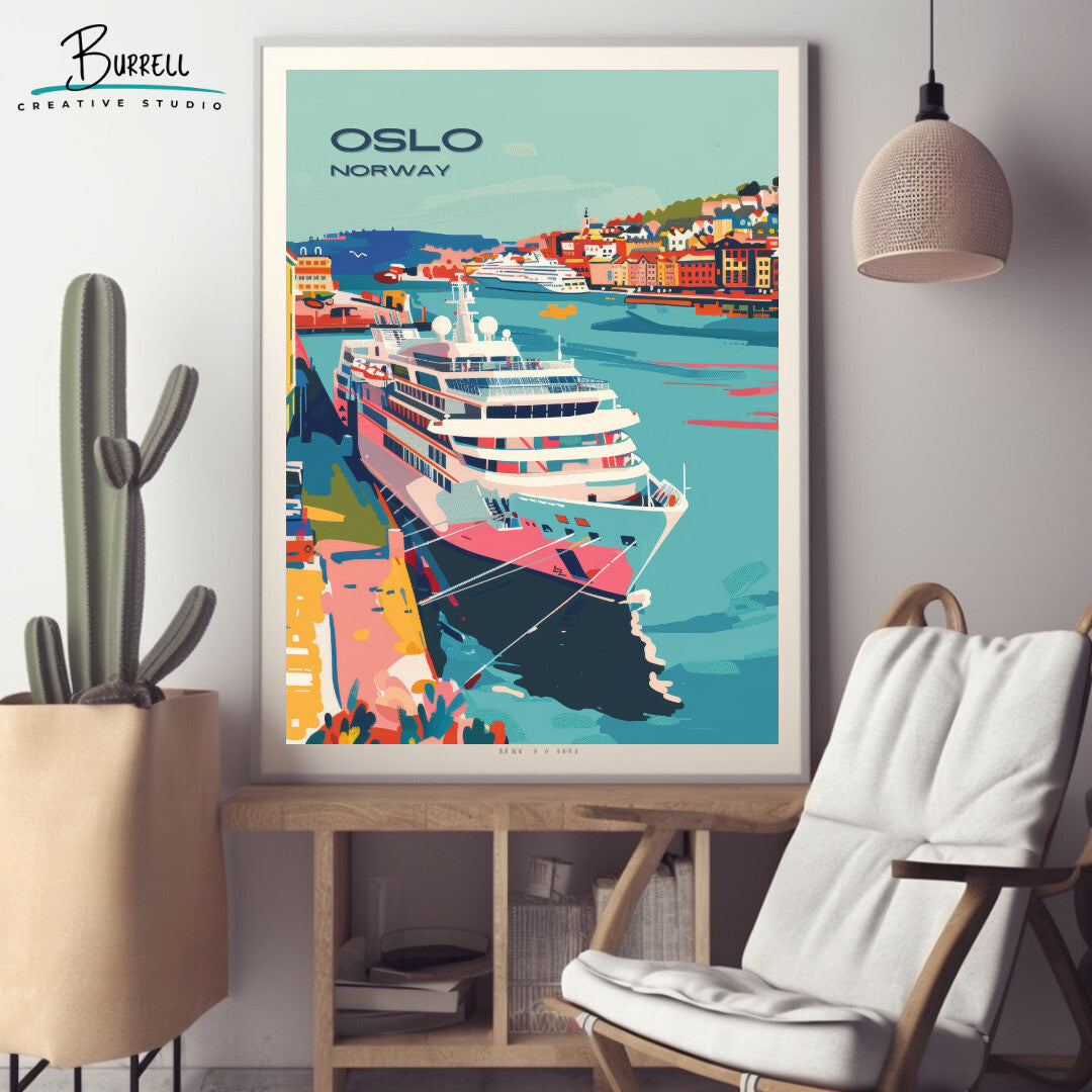 Oslo Cruise Port Wall Art Poster Print | Oslo Oslo County Travel Poster | Home Decor