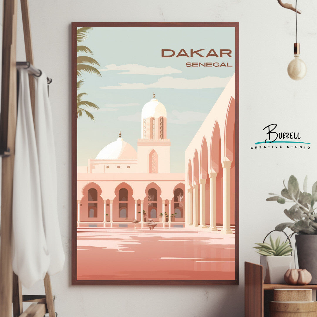 Dakar Grand Mosque Wall Art Poster Print | Dakar Dakar Region Travel Poster | Home Decor