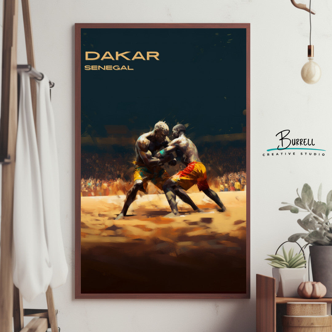 Dakar Wrestling Wall Art Poster Print | Dakar Dakar Region Travel Poster | Home Decor
