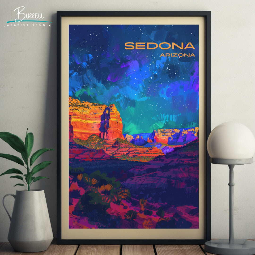 Sedona Night Sky Wall Art Poster Print | Sedona Arizona Travel Poster | Home Decor