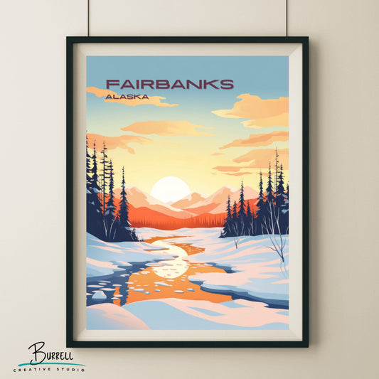 Fairbanks Scenery Wall Art Poster Print | Fairbanks Alaska Travel Poster | Home Decor