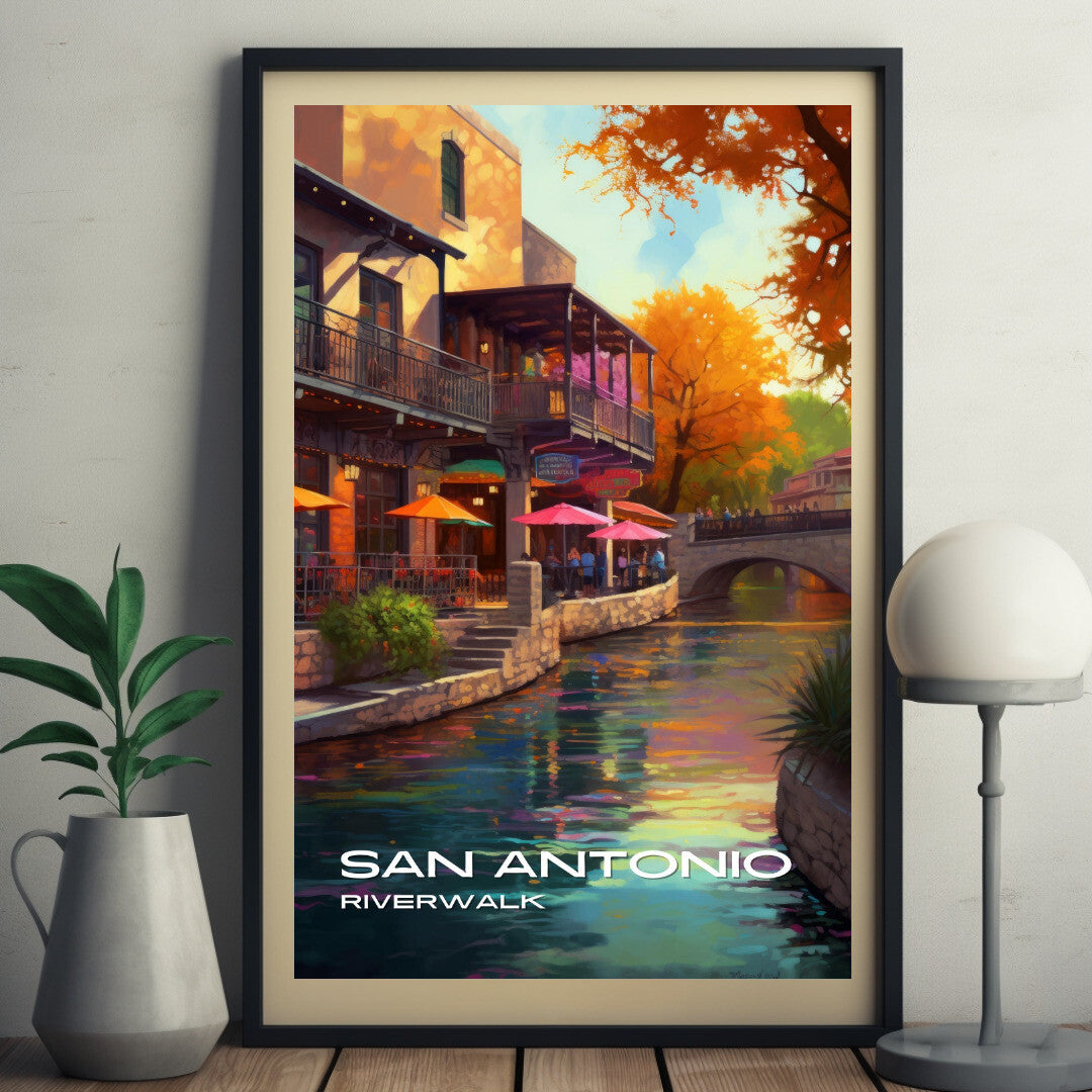 San Antonio Riverwalk Dining Wall Art Poster Print | San Antonio Texas Travel Poster | Home Decor