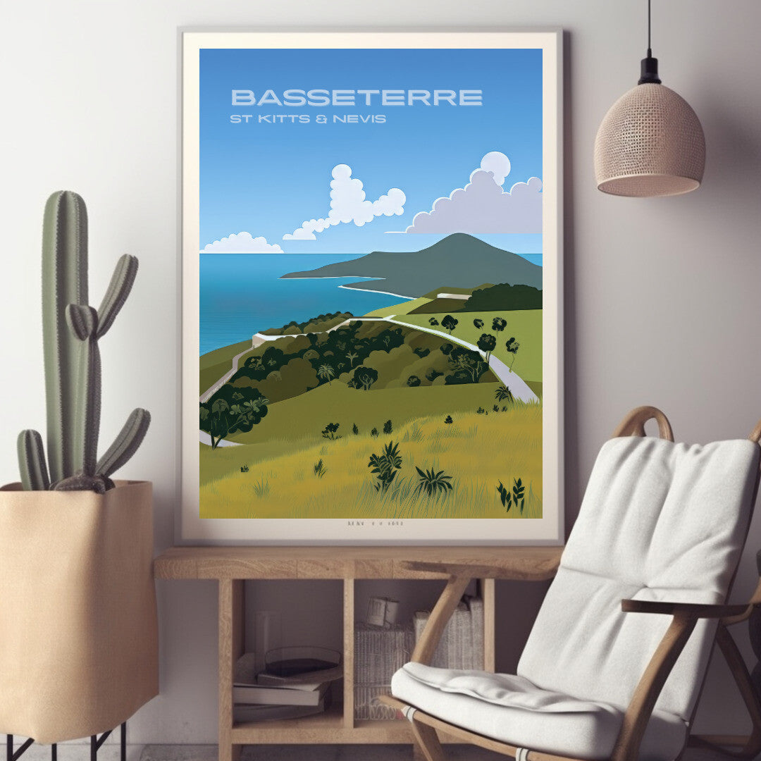 Basseterre Timothy Hill Overlook Wall Art Poster Print | Basseterre Saint George Travel Poster | Home Decor