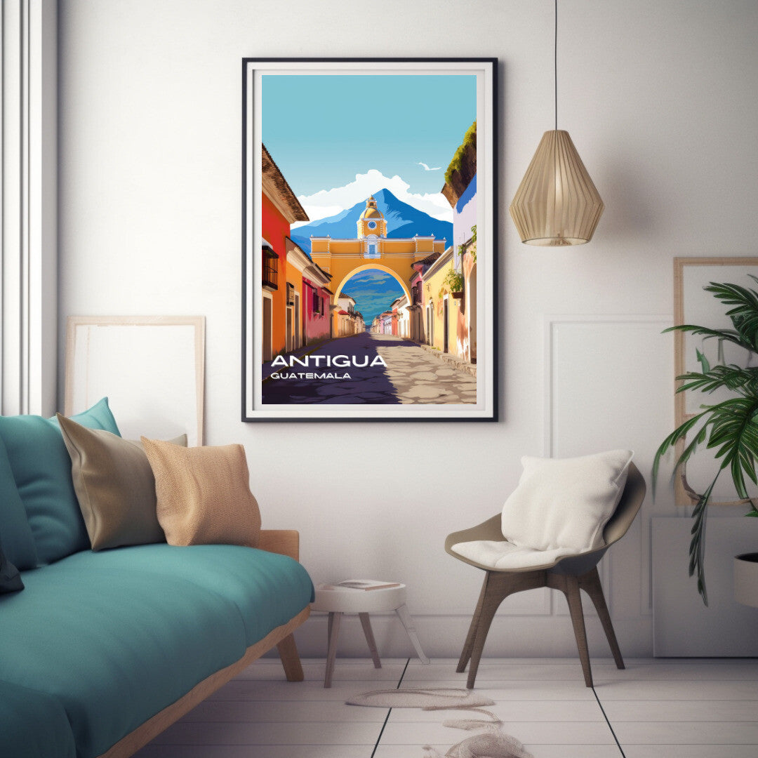 Antigua Santa Catalina Arch Wall Art Poster Print | Antigua Sacatepéquez Travel Poster | Home Decor