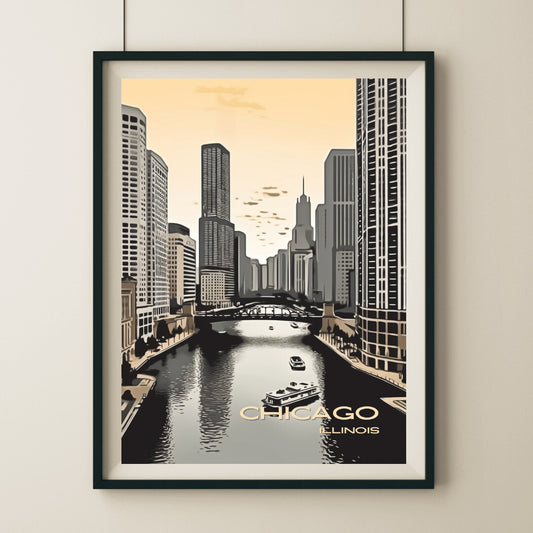 Chicago River North Wall Art Poster Print | Chicago Illinois Travel Poster | Home Decor