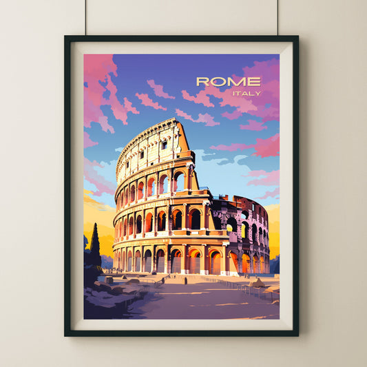 Rome Colosseum Wall Art Poster Print | Rome Lazio Travel Poster | Home Decor