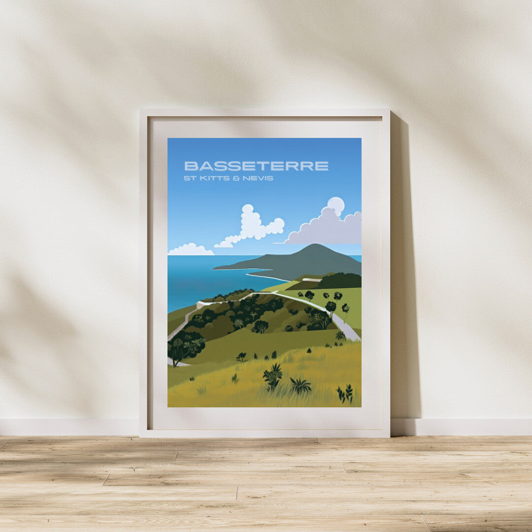 Basseterre Timothy Hill Overlook Wall Art Poster Print | Basseterre Saint George Travel Poster | Home Decor