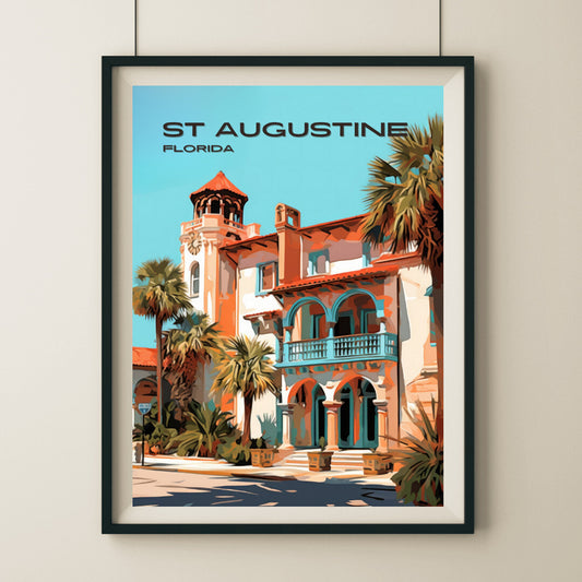 St Augustine Architecture Wall Art Poster Print | St Augustine Florida Travel Poster | Home Decor