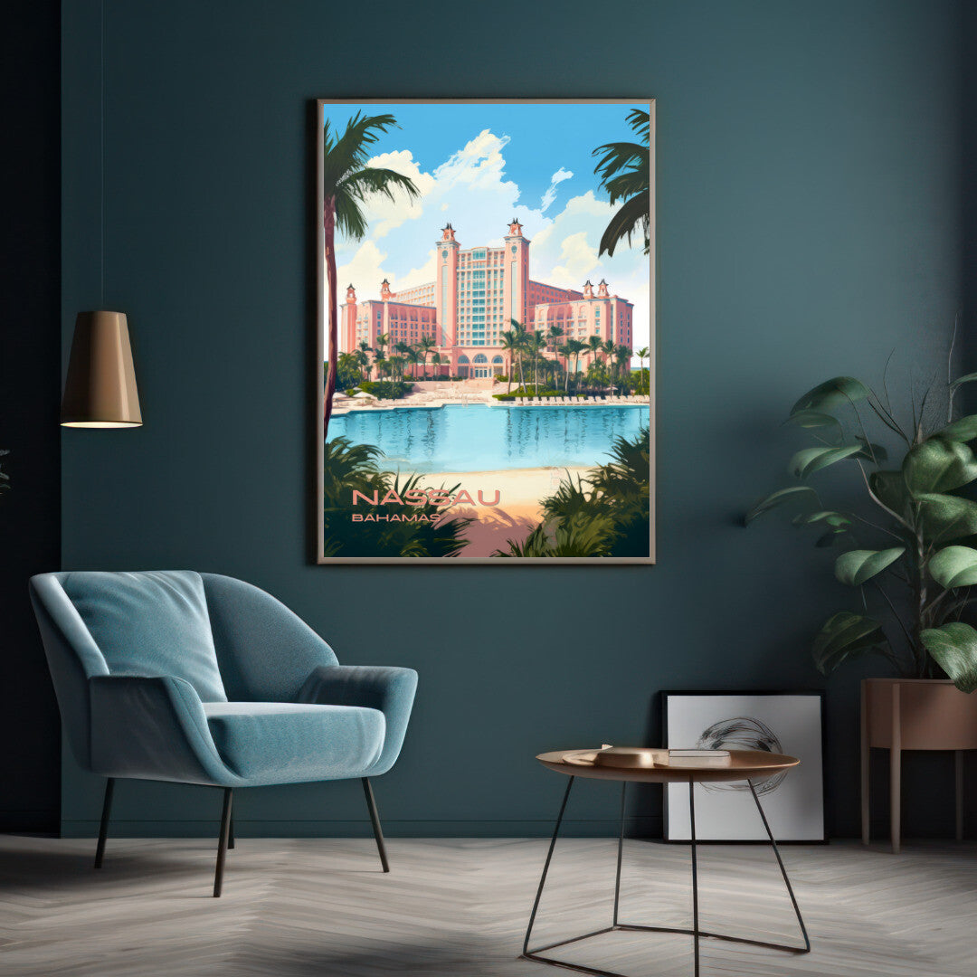 Nassau Atlantis Paradise Island Resort Wall Art Poster Print | Nassau New Providence Travel Poster | Home Decor