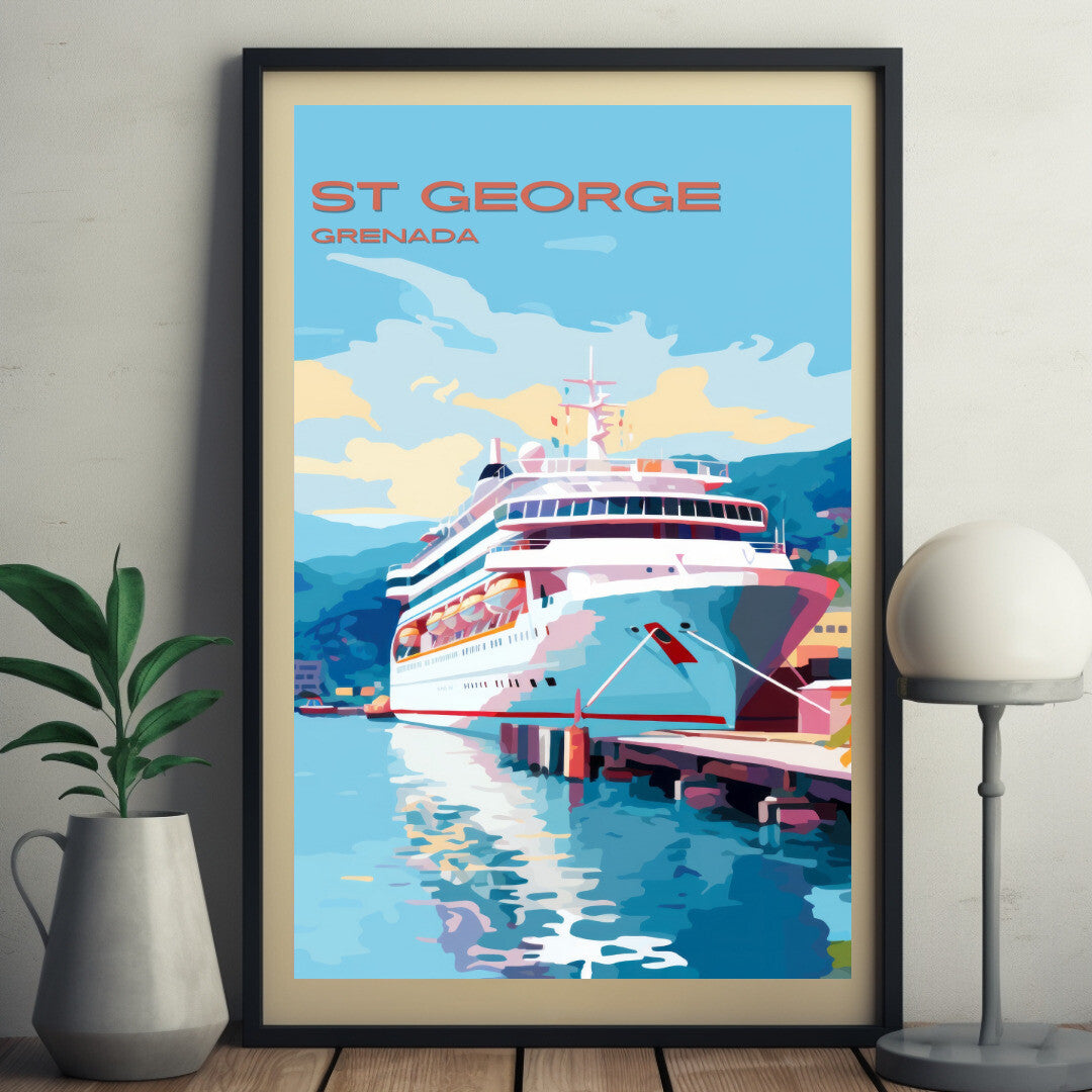 St George Cruise Ship Port Wall Art Poster Print | St George Saint George Travel Poster | Home Decor